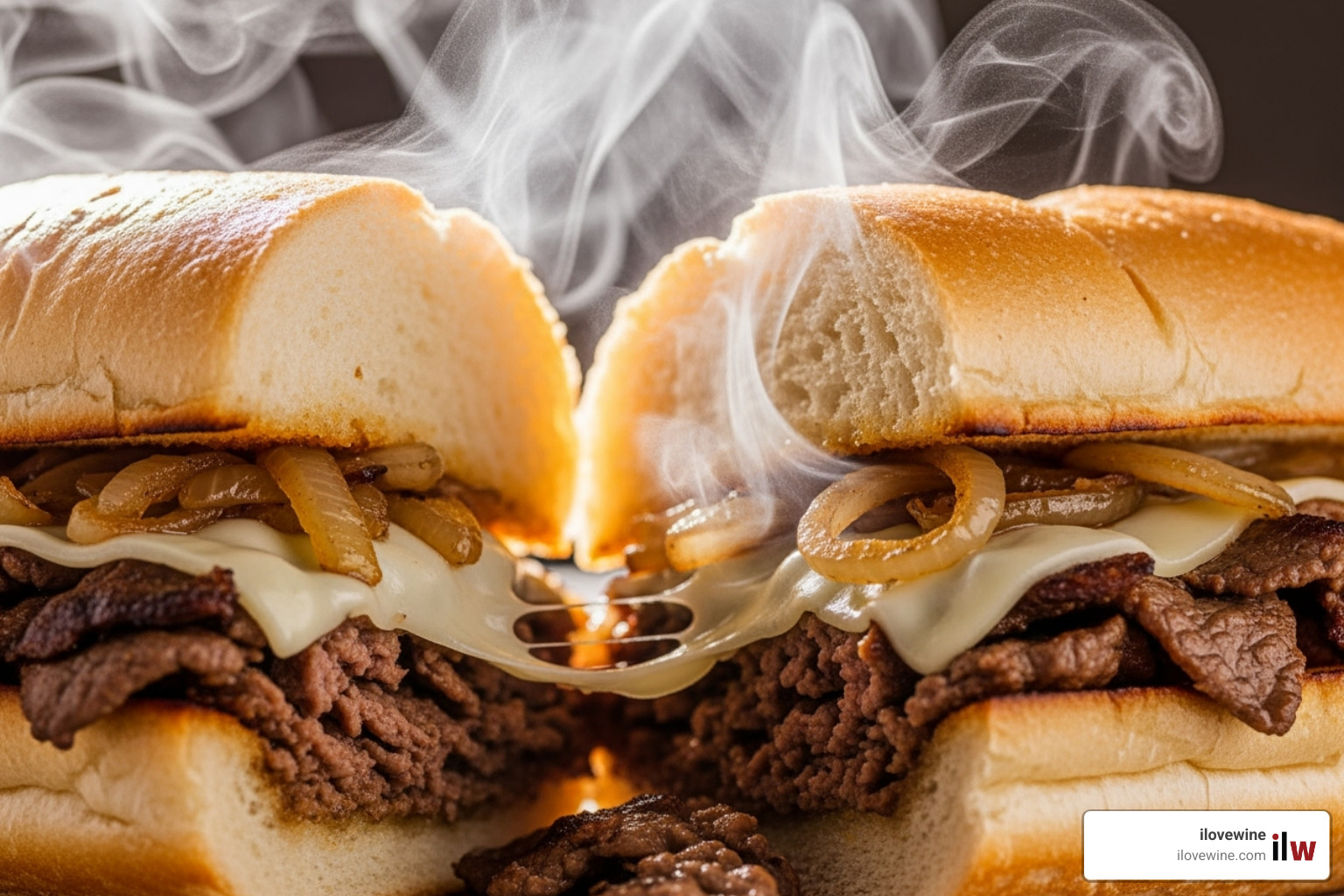 split-open Philly cheesesteak with melted cheese - Regional food specialties split-open Philly cheesesteak with melted cheese - Regional food specialties