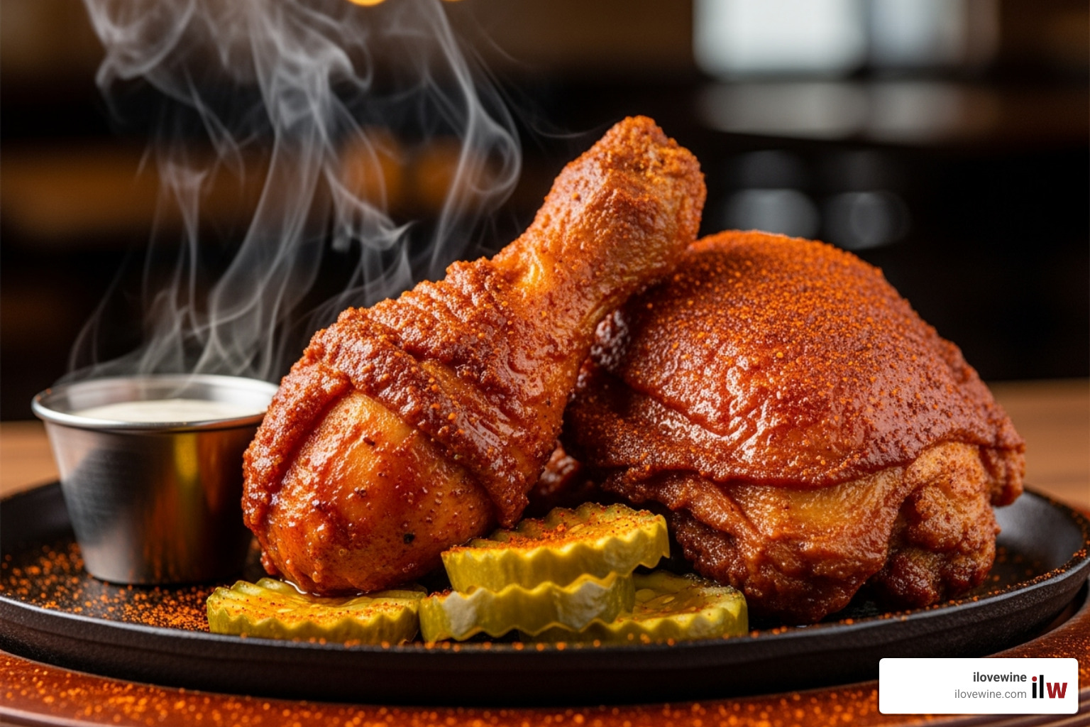 sizzling plate of Nashville hot chicken - Regional food specialties sizzling plate of Nashville hot chicken - Regional food specialties
