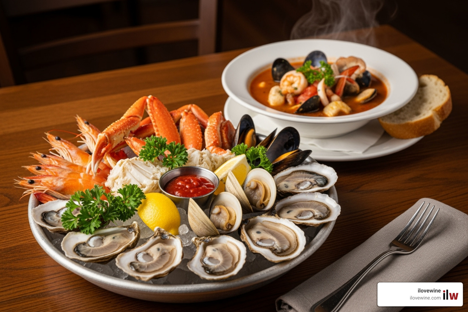 fresh seafood platter with cioppino - Regional food specialties fresh seafood platter with cioppino - Regional food specialties