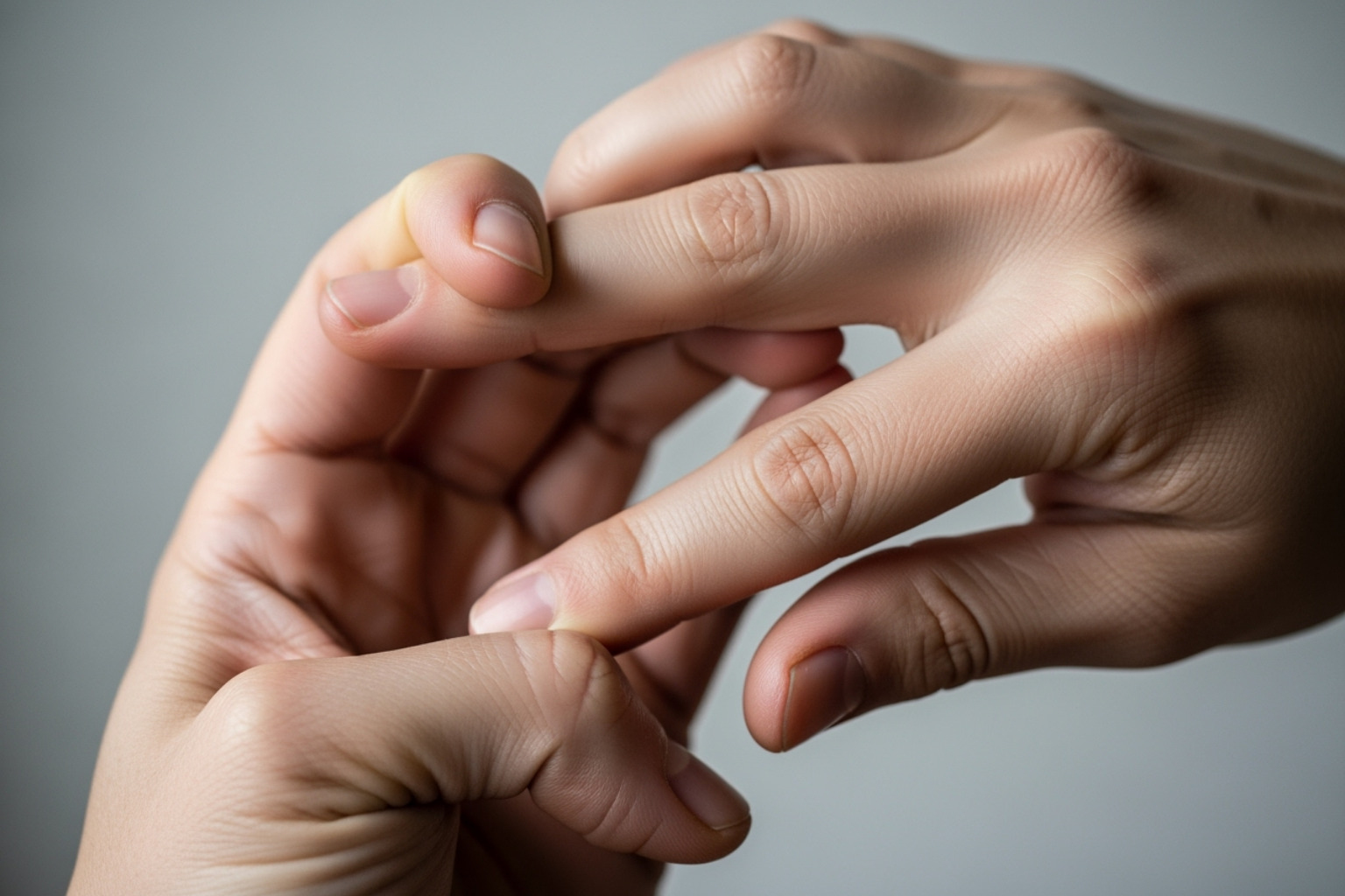 person performing a gentle finger stretch - How to relieve hand pain?
