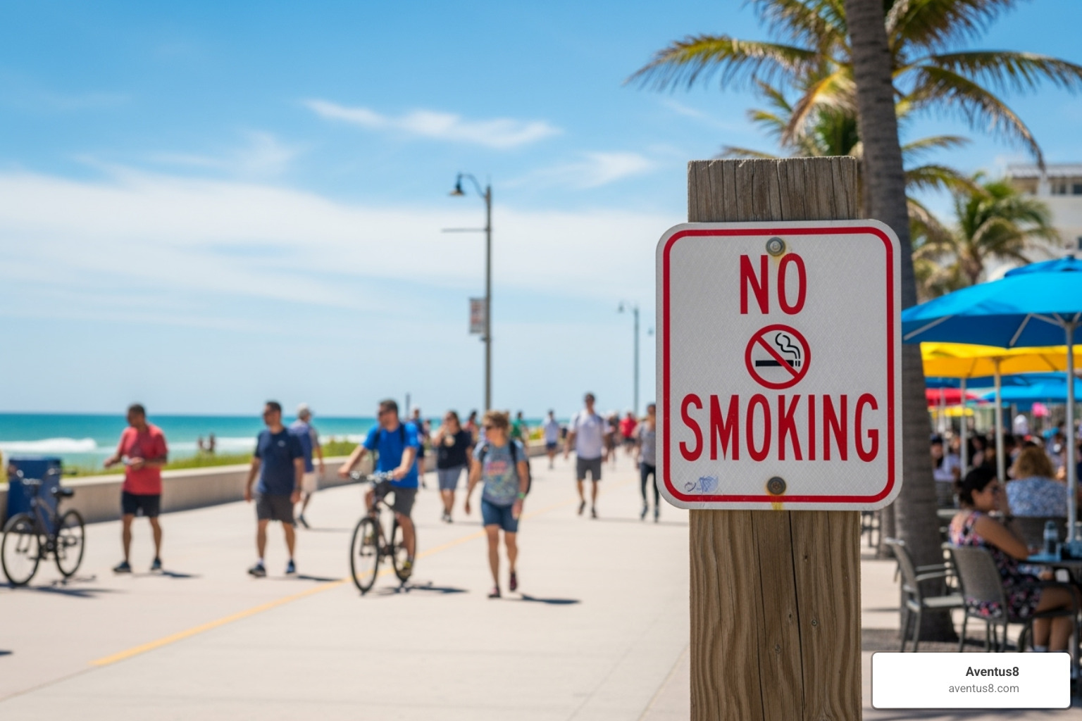 Hollywood Beach Broadwalk with smoking rules - blunt weed