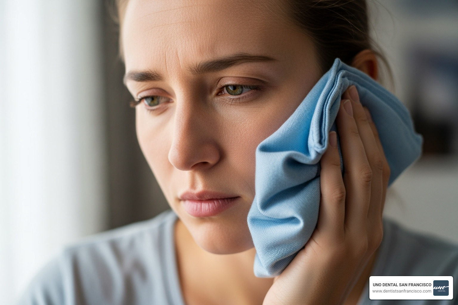 person correctly applying cloth-wrapped ice pack to cheek - pain relief tooth extraction person correctly applying cloth-wrapped ice pack to cheek - pain relief tooth extraction
