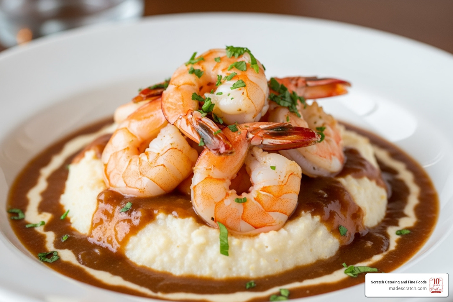 Shrimp and grits plated and ready to serve - Best shrimp grits