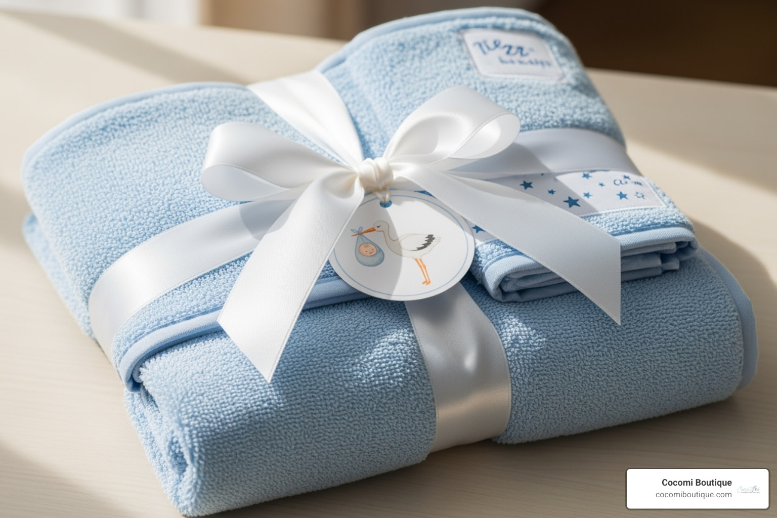 beautifully wrapped baby towel set for a baby shower - baby towels