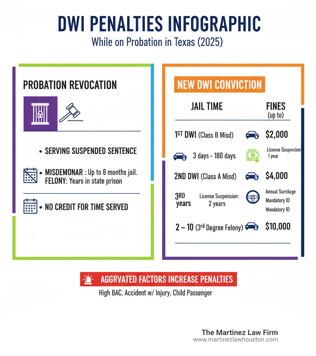 Infografía de sanciones por conducir bajo los efectos del alcohol (DUI): ¿qué sucede si recibe un DUI mientras está en libertad condicional?