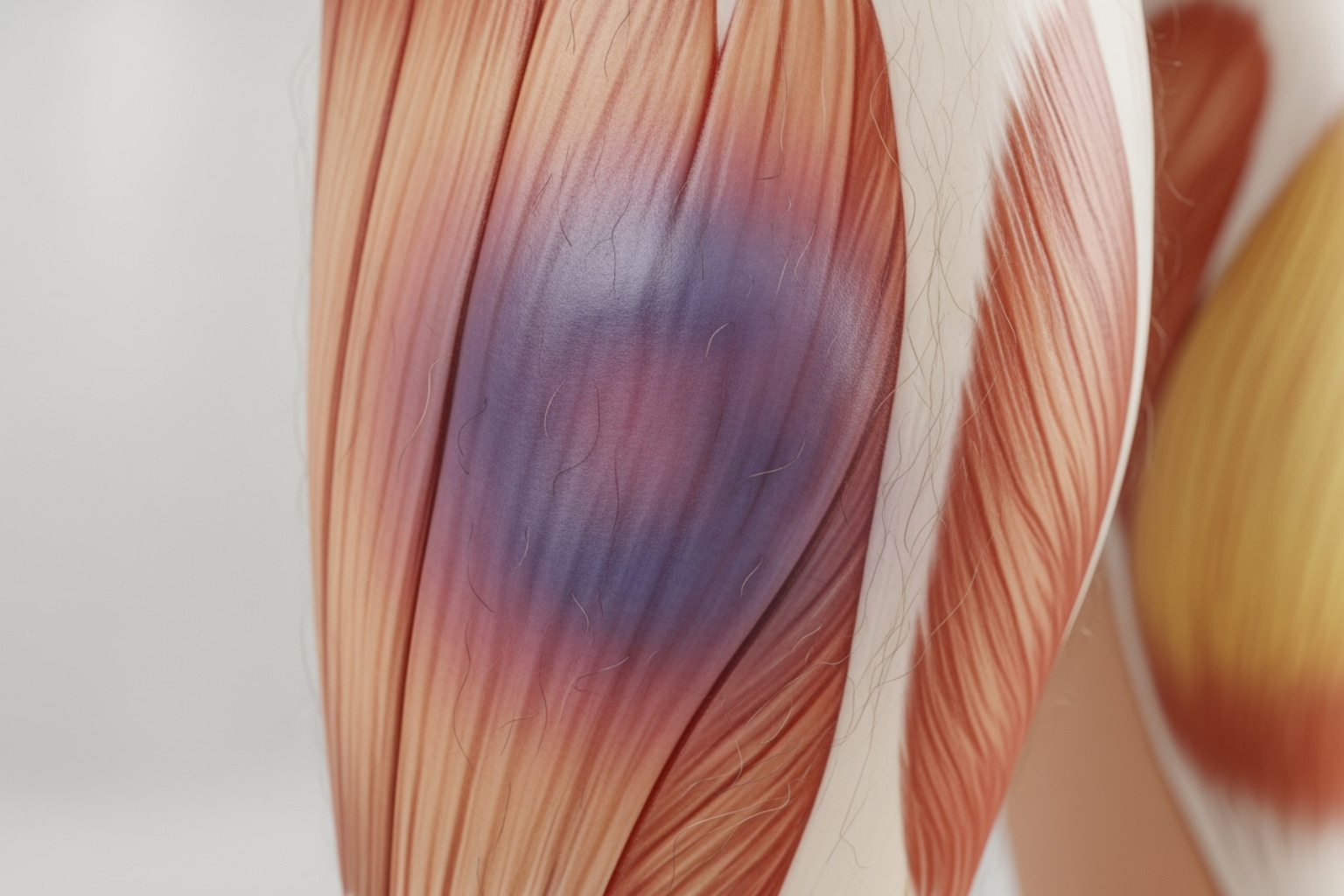 showing bruising and swelling on a calf muscle - calf muscles hurt