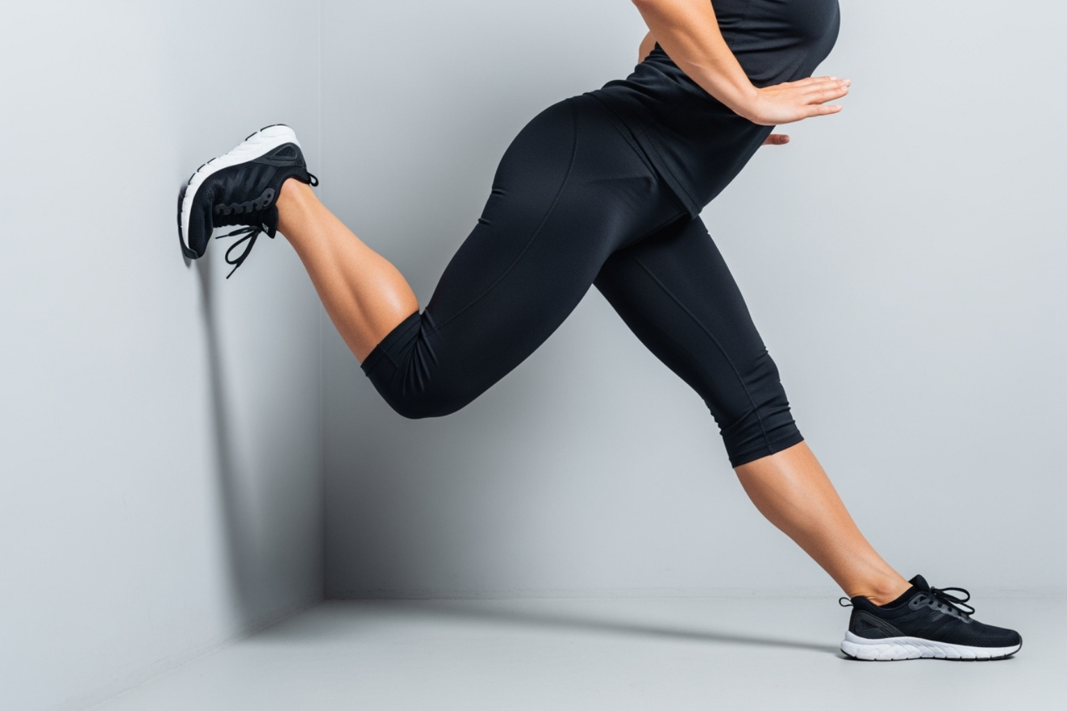 person performing a calf stretch - heel pain when walking
