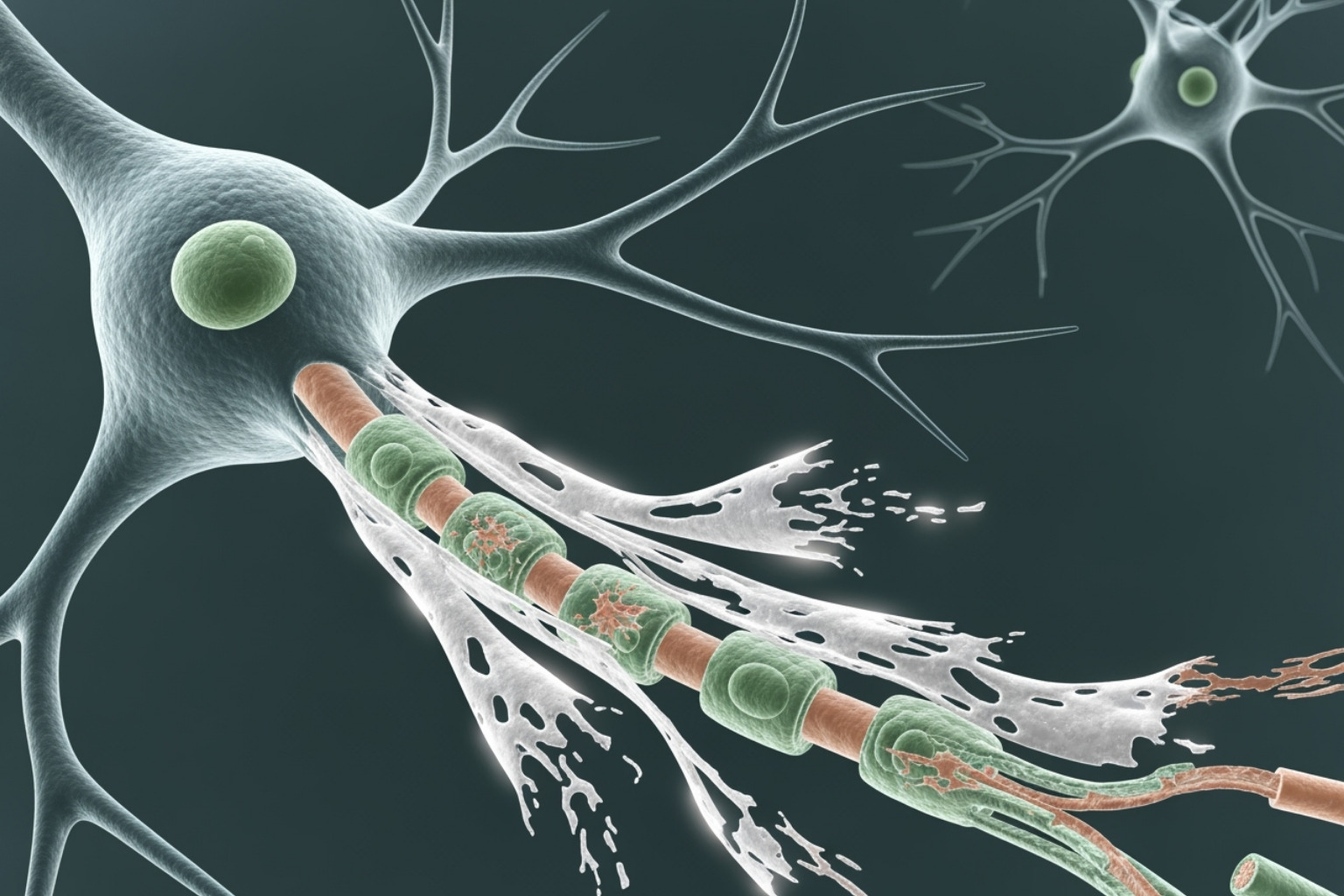 nerve cell showing demyelination - neuropathy causes