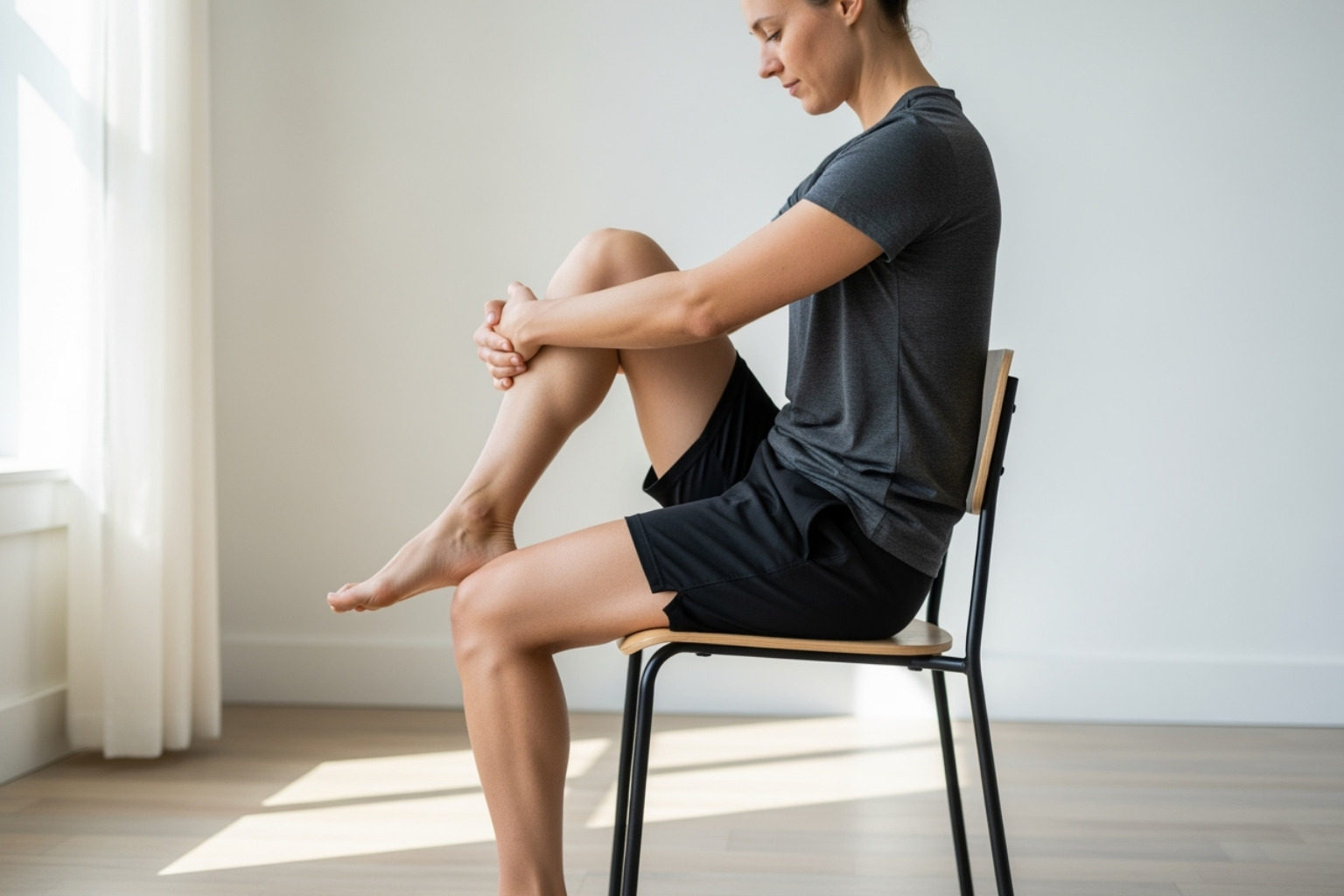 person doing seated figure 4 stretch - how to relieve sciatica pain