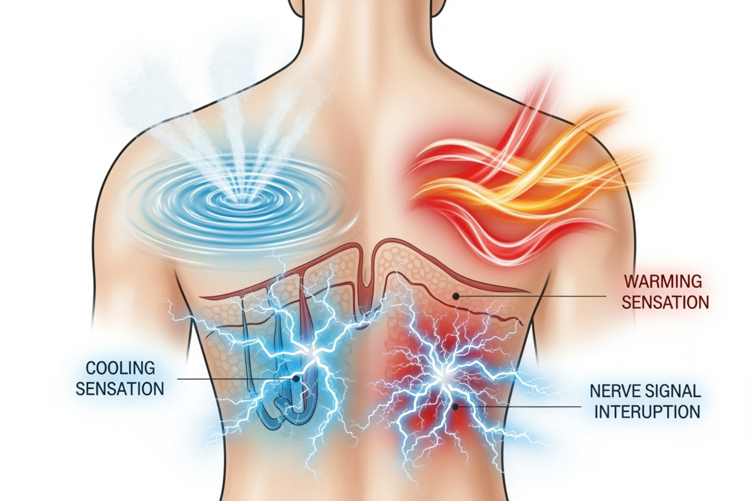 Chart showing active ingredients and their mechanisms - relief cream for pain