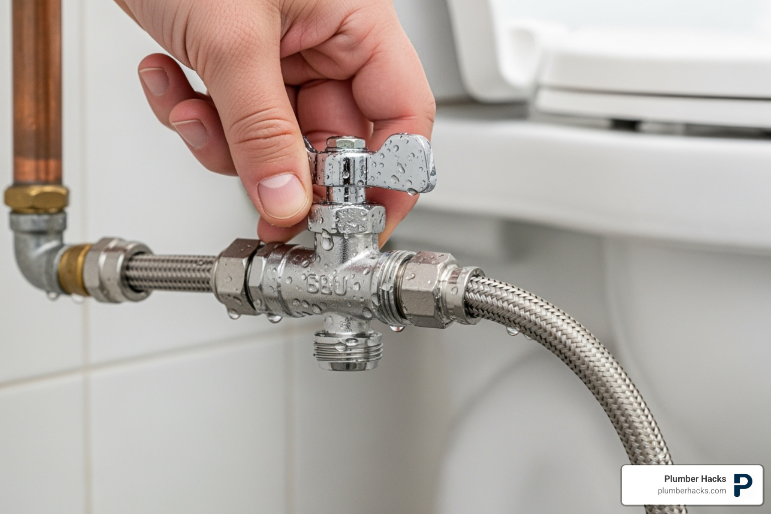 hand shutting off toilet water supply valve - 24 7 toilet repair
