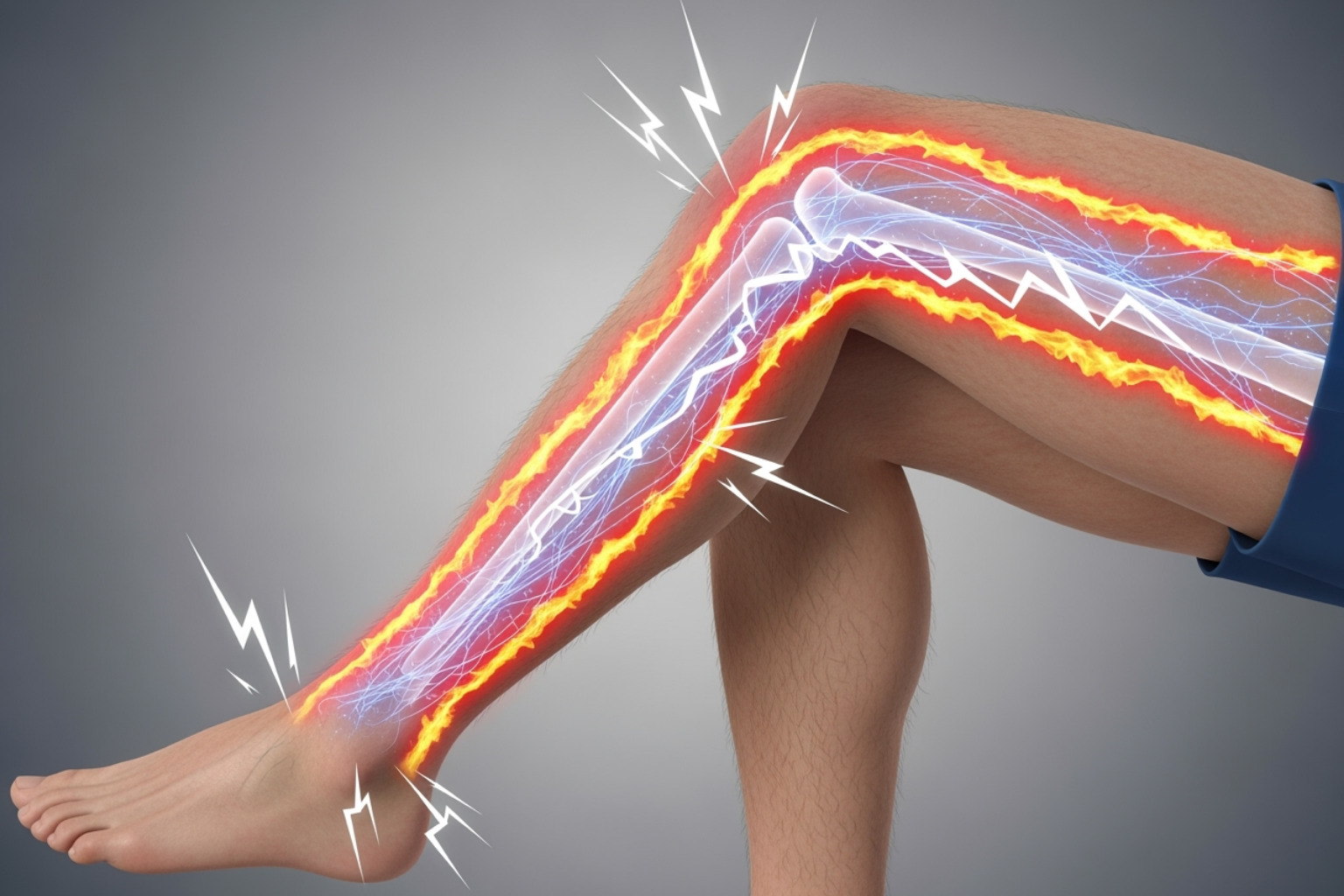 Illustrating different pain sensations like burning, tingling, and sharp pain along the leg - what does sciatica feel like