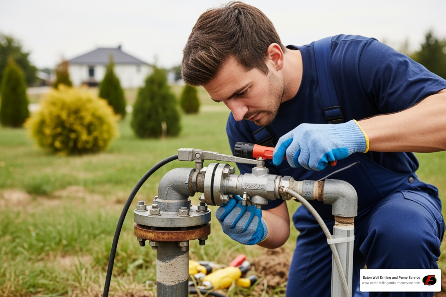 technician performing a well inspection - emergency well services