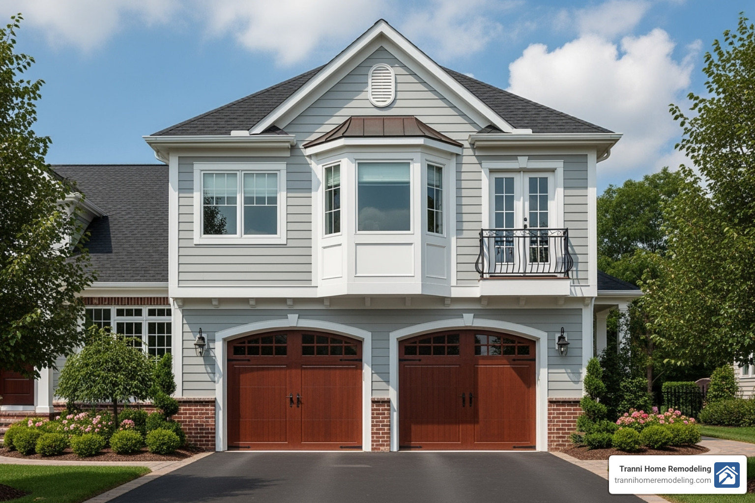 garage with a new living space built above it - home addition designers near me