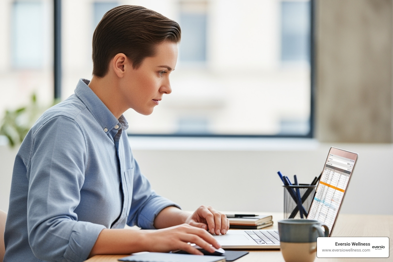 A person looking focused and calm while working or studying - Mushroom Extract Benefits
