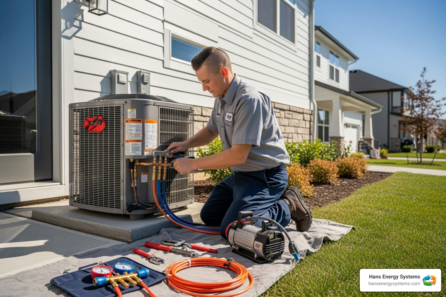 of a certified technician professionally installing an outdoor AC unit - AC installation Poway CA of a certified technician professionally installing an outdoor AC unit - AC installation Poway CA