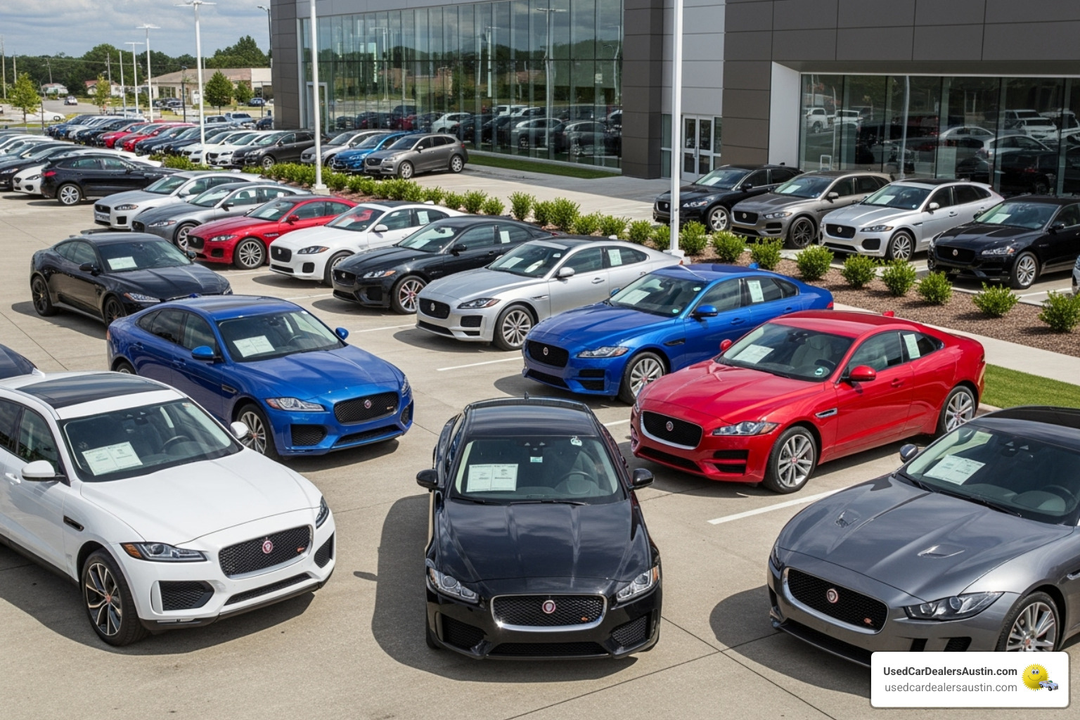 diverse lineup of used Jaguars at a dealership - used jaguar austin