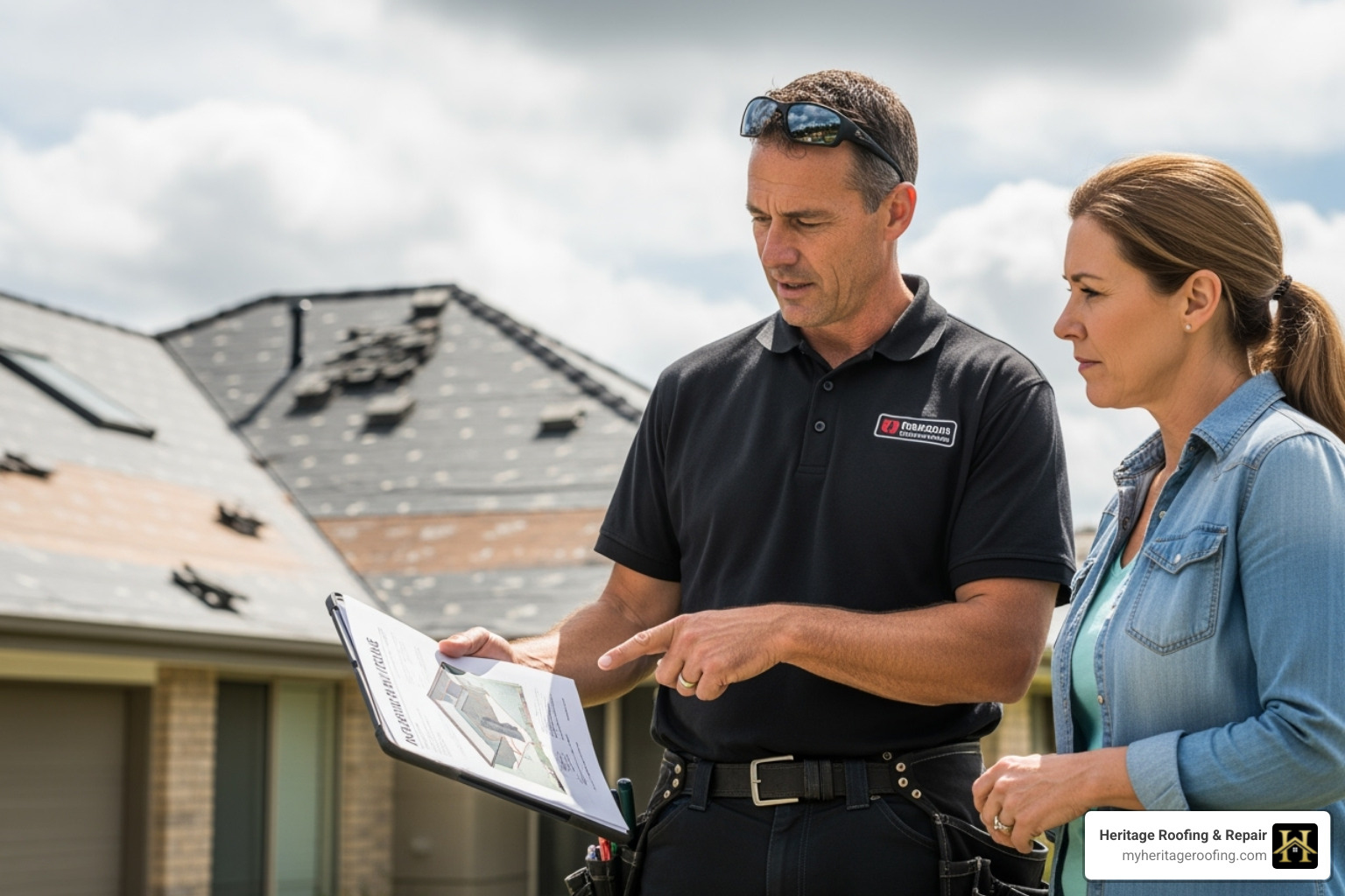 roofer providing estimate - roof repair harrison