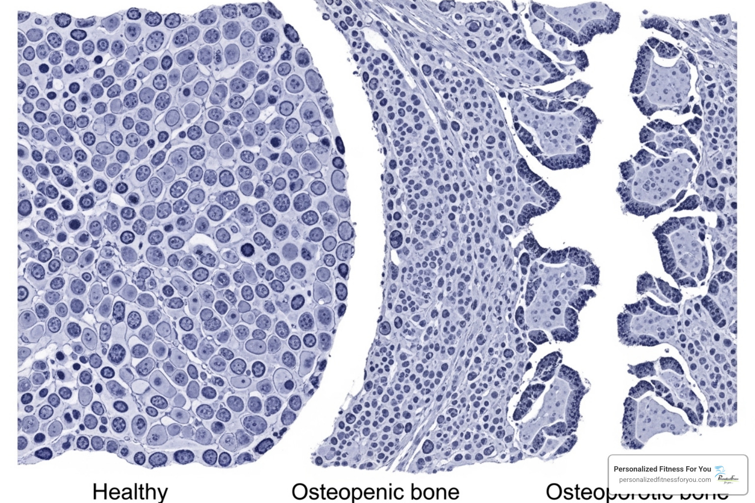 illustrating the microscopic difference in bone structure between normal, osteopenic, and osteoporotic bone - exercise and osteopenia illustrating the microscopic difference in bone structure between normal, osteopenic, and osteoporotic bone - exercise and osteopenia