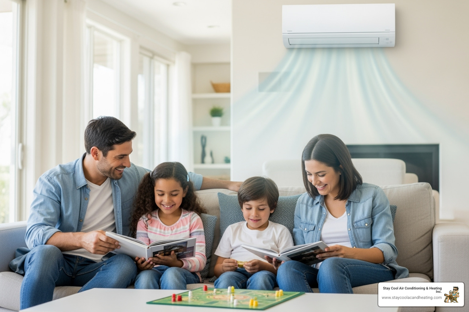 family enjoying comfortable air conditioning in their Santa Clarita home - ac maintenance santa clarita ca