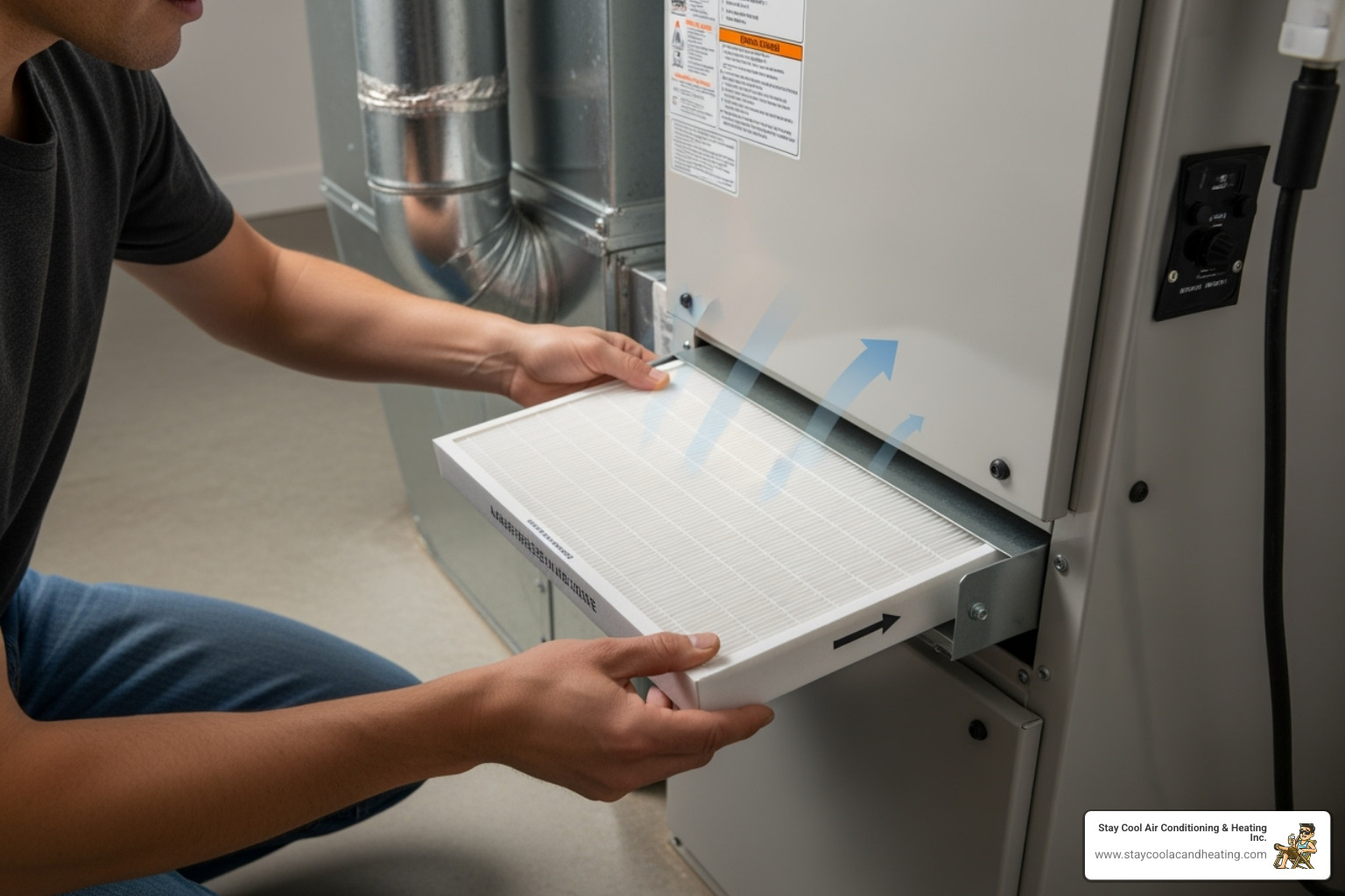 homeowner changing an air filter - ac maintenance santa clarita ca