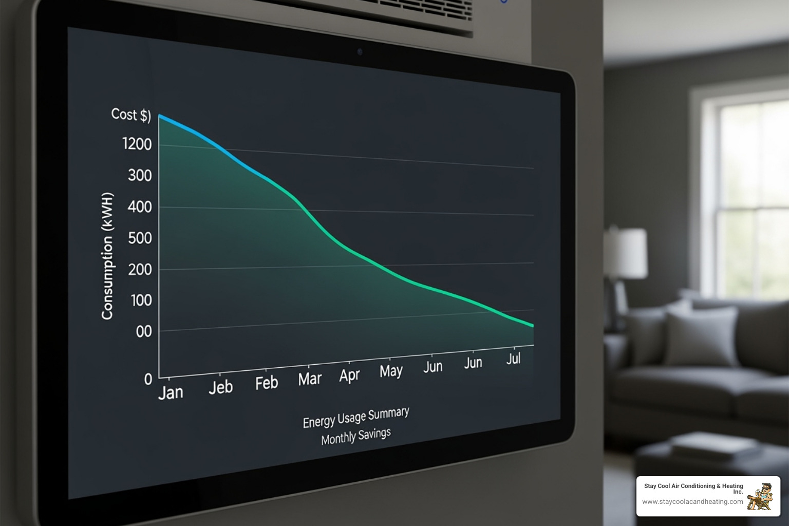 graph showing energy savings over time with regular maintenance - ac maintenance santa clarita ca