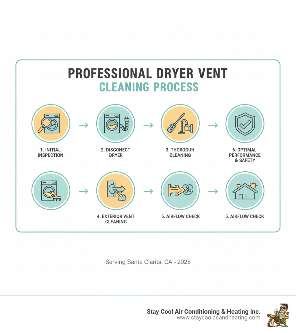 Infographic explaining the step-by-step professional dryer vent cleaning process - dryer vent cleaning santa clarita ca infographic 