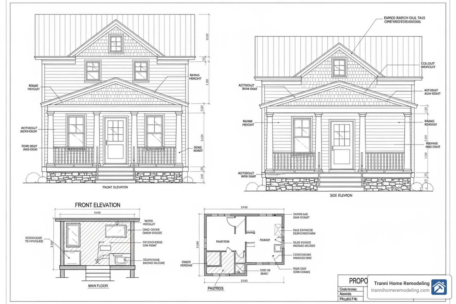 detailed architectural drawing of a porch - deck and screened porch contractors near me