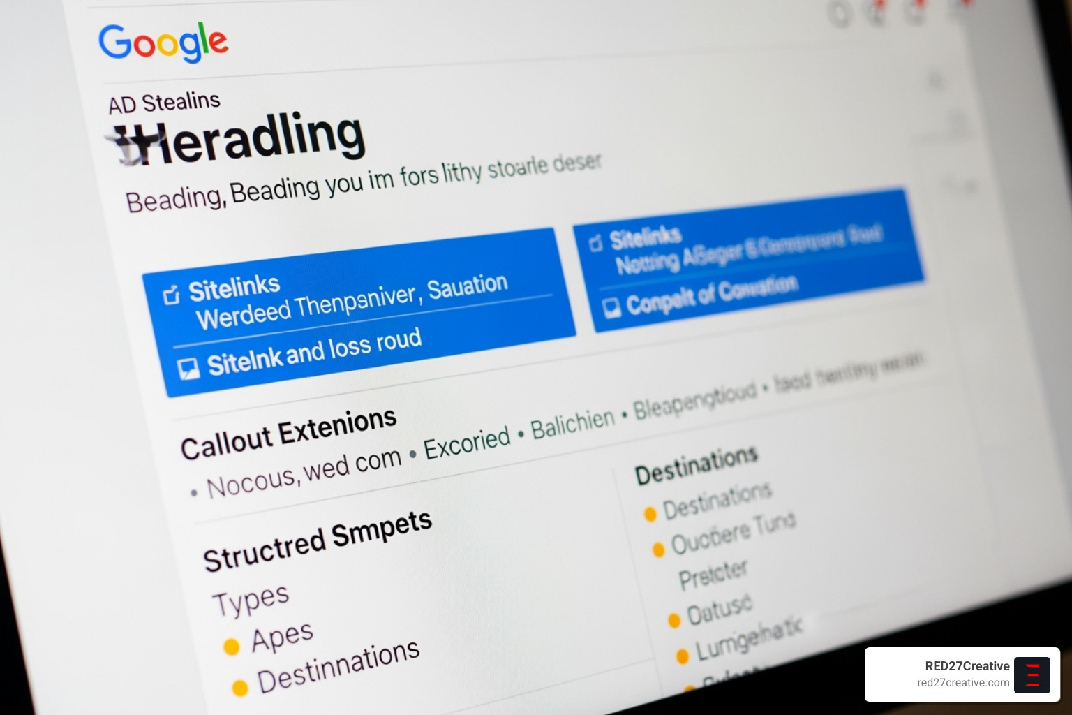 A high-performing Google Ad with multiple assets including sitelinks, callouts, and structured snippets - Google Ads campaign creation A high-performing Google Ad with multiple assets including sitelinks, callouts, and structured snippets - Google Ads campaign creation