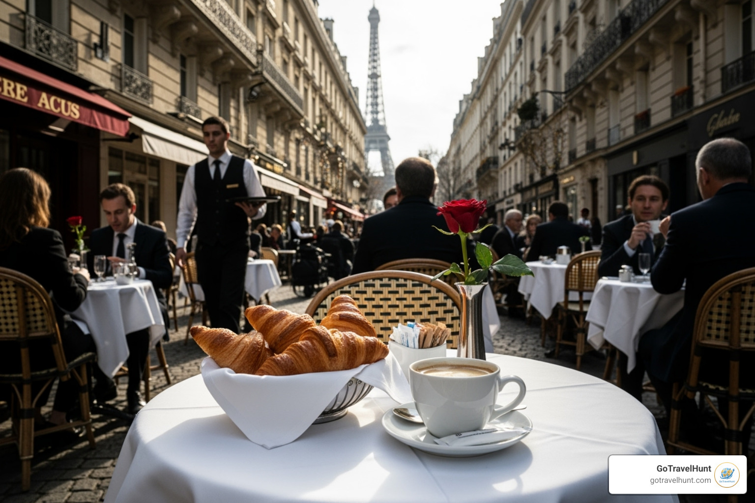 Classic Parisian cafe scene with croissants and coffee - nice things to do in paris Classic Parisian cafe scene with croissants and coffee - nice things to do in paris