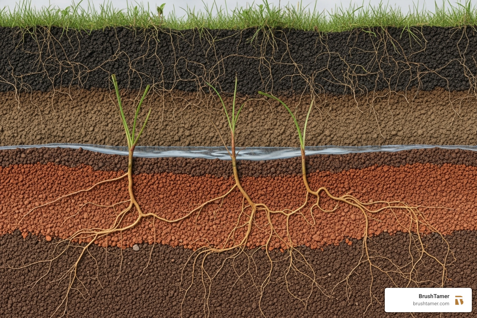 cross-section of soil showing a visible hardpan layer - Subsoiling benefits cross-section of soil showing a visible hardpan layer - Subsoiling benefits