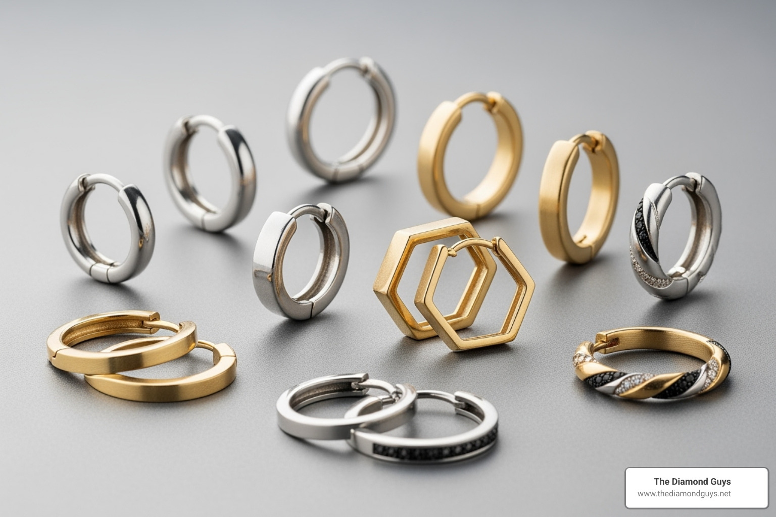 Different styles of men's hoop earrings, including huggies, classic hoops, and geometric designs - men's hoop earrings black diamond Different styles of men's hoop earrings, including huggies, classic hoops, and geometric designs - men's hoop earrings black diamond