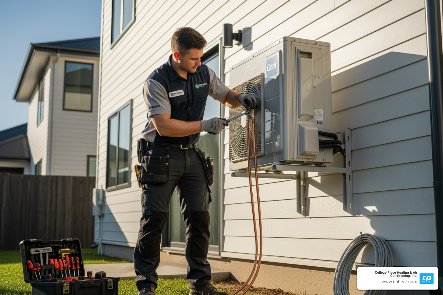 certified technician installing an outdoor mini-split unit - mini split estimate