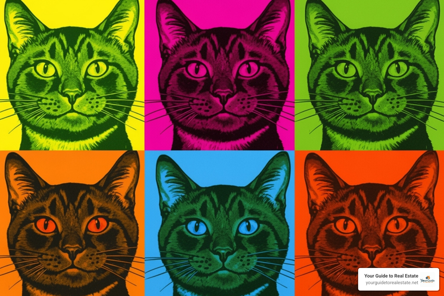 Andy Warhol's emerald green cat art - green cat