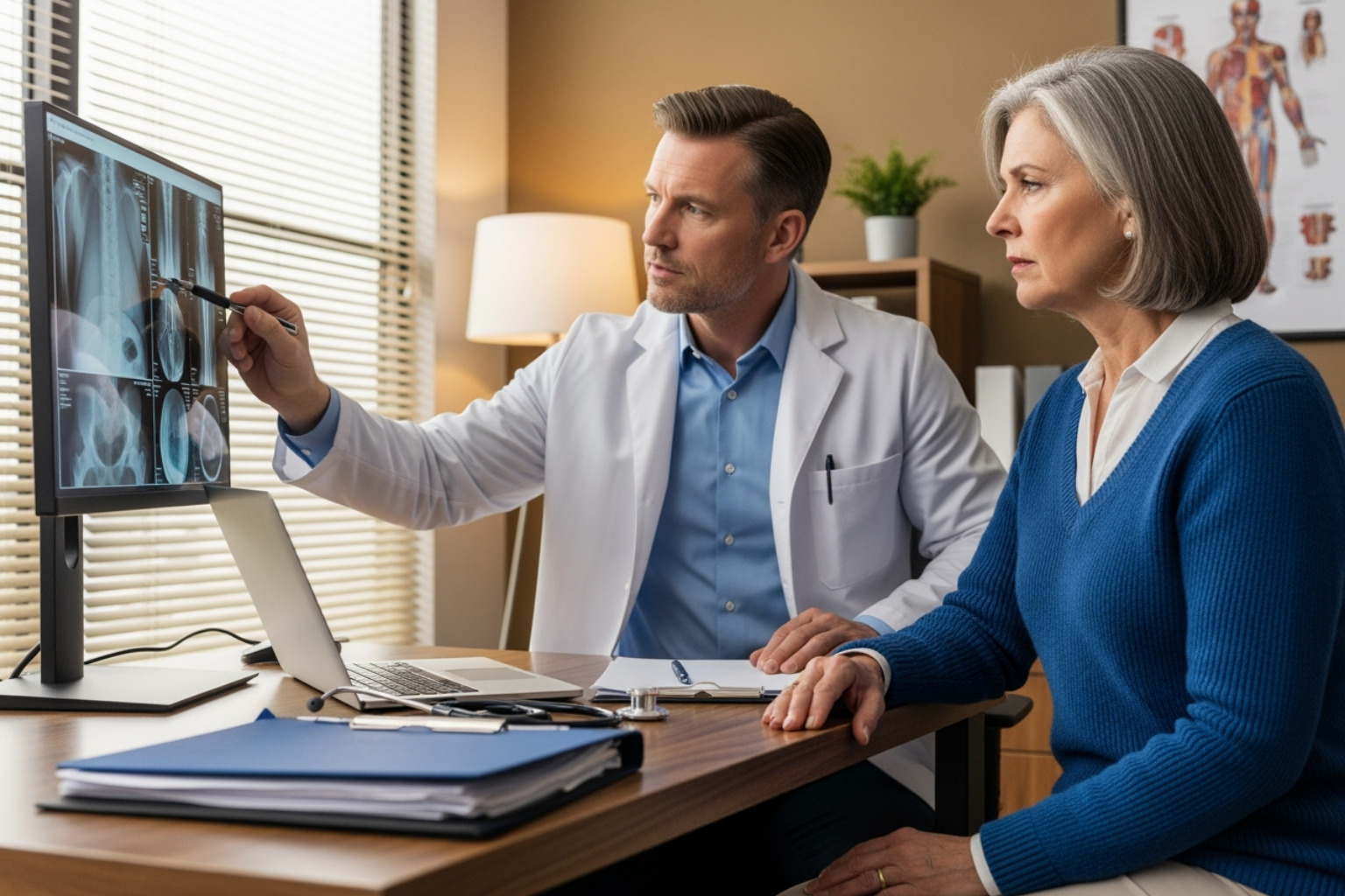 doctor consulting with a patient about their leg pain - how to relieve nerve pain in leg