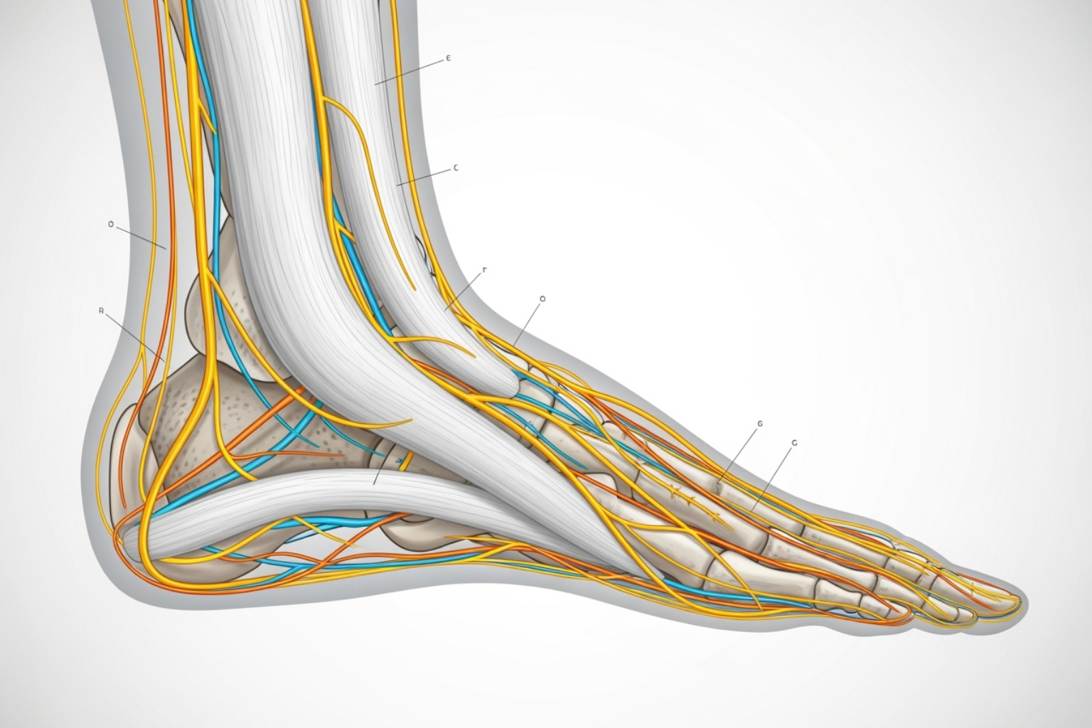 the foot's anatomy showing the plantar fascia, nerves, and bones - foot pain relief cream