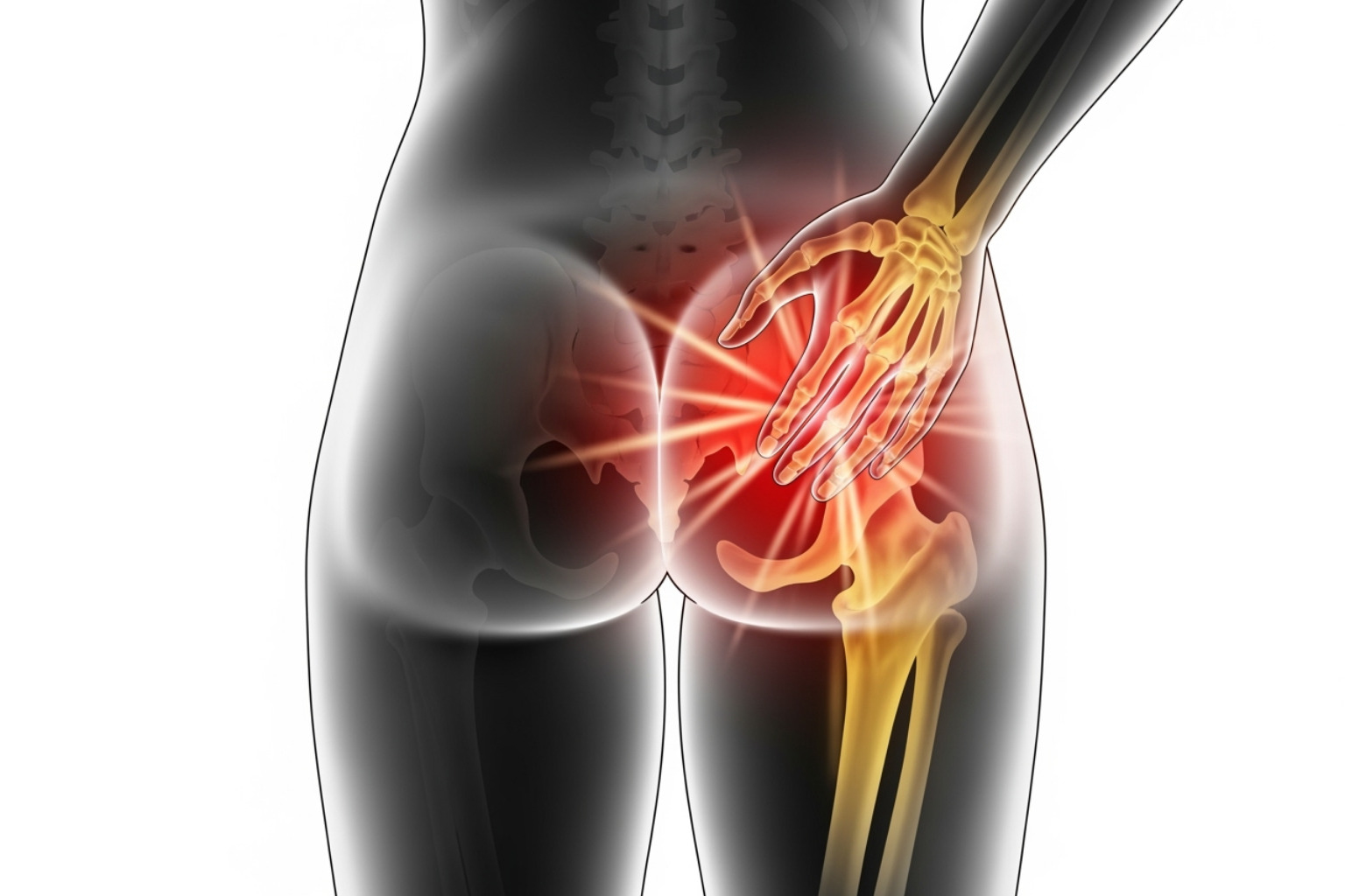 showing the typical areas of radiating pain for sciatica - what causes sciatica
