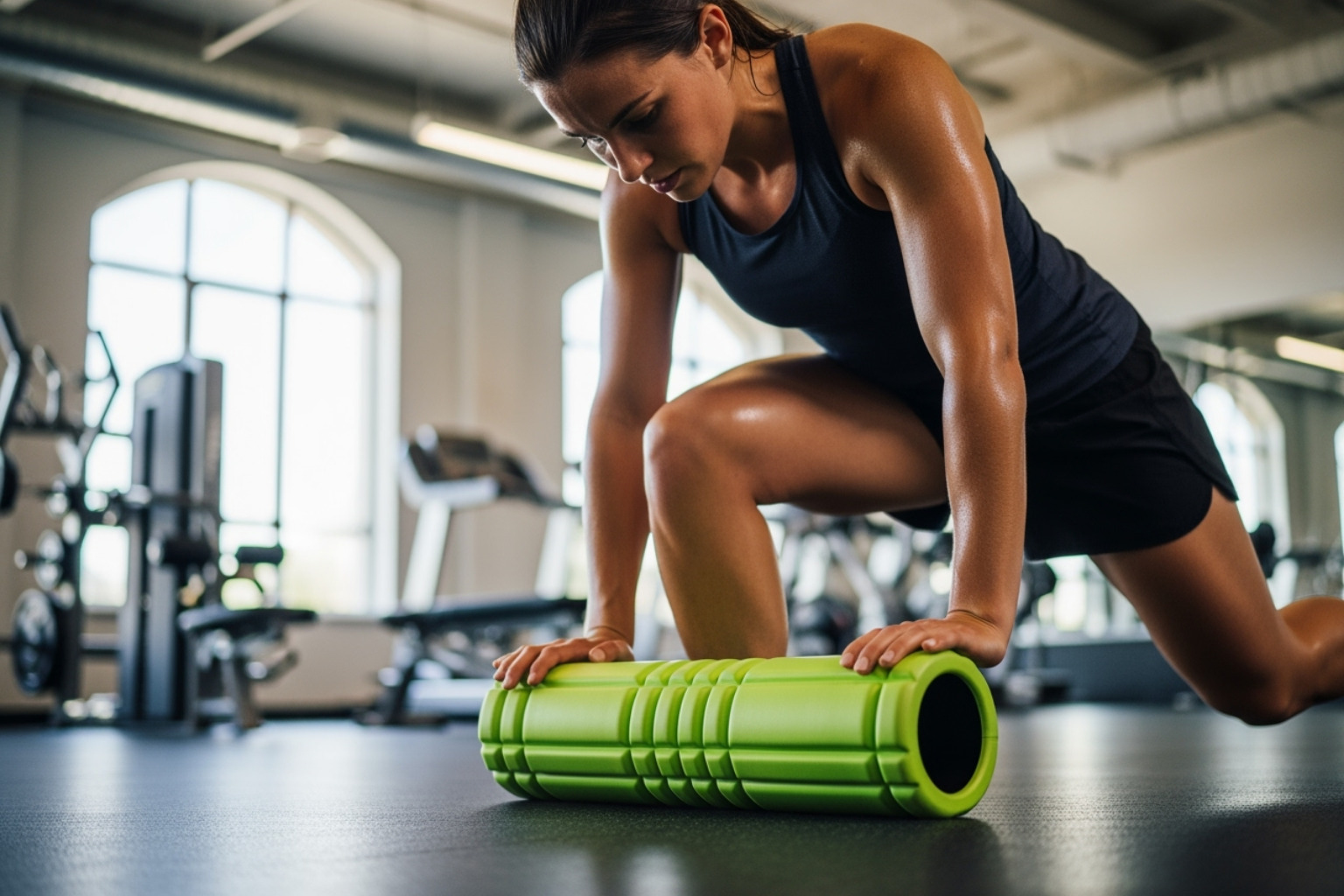 Person using a foam roller on their thigh - how to help sore muscles