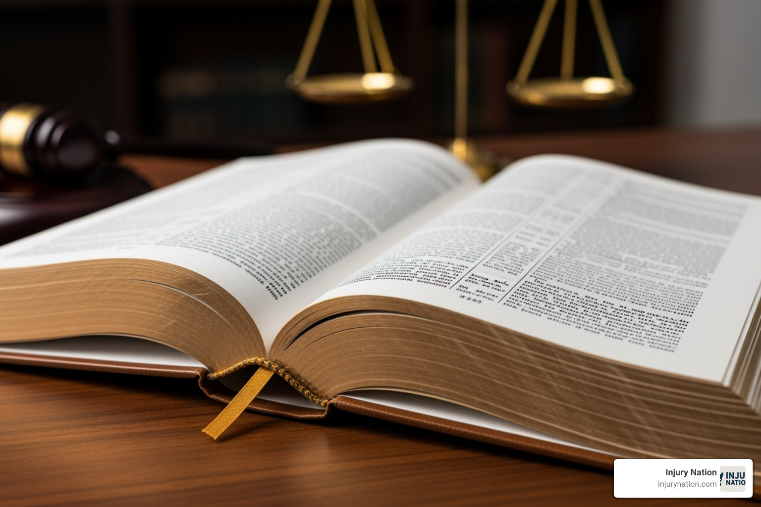 law book open to a chapter on "Torts" or "Negligence" - slip and fall accident cases