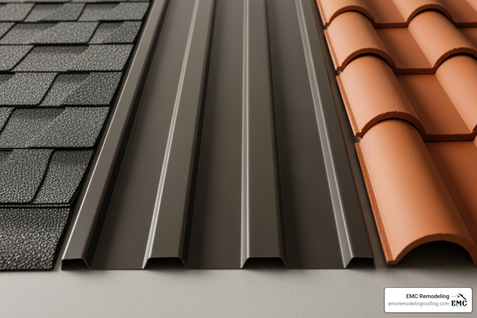 Various roofing material samples including asphalt shingles, standing seam metal, and clay tiles - roofers in temple tx Various roofing material samples including asphalt shingles, standing seam metal, and clay tiles - roofers in temple tx