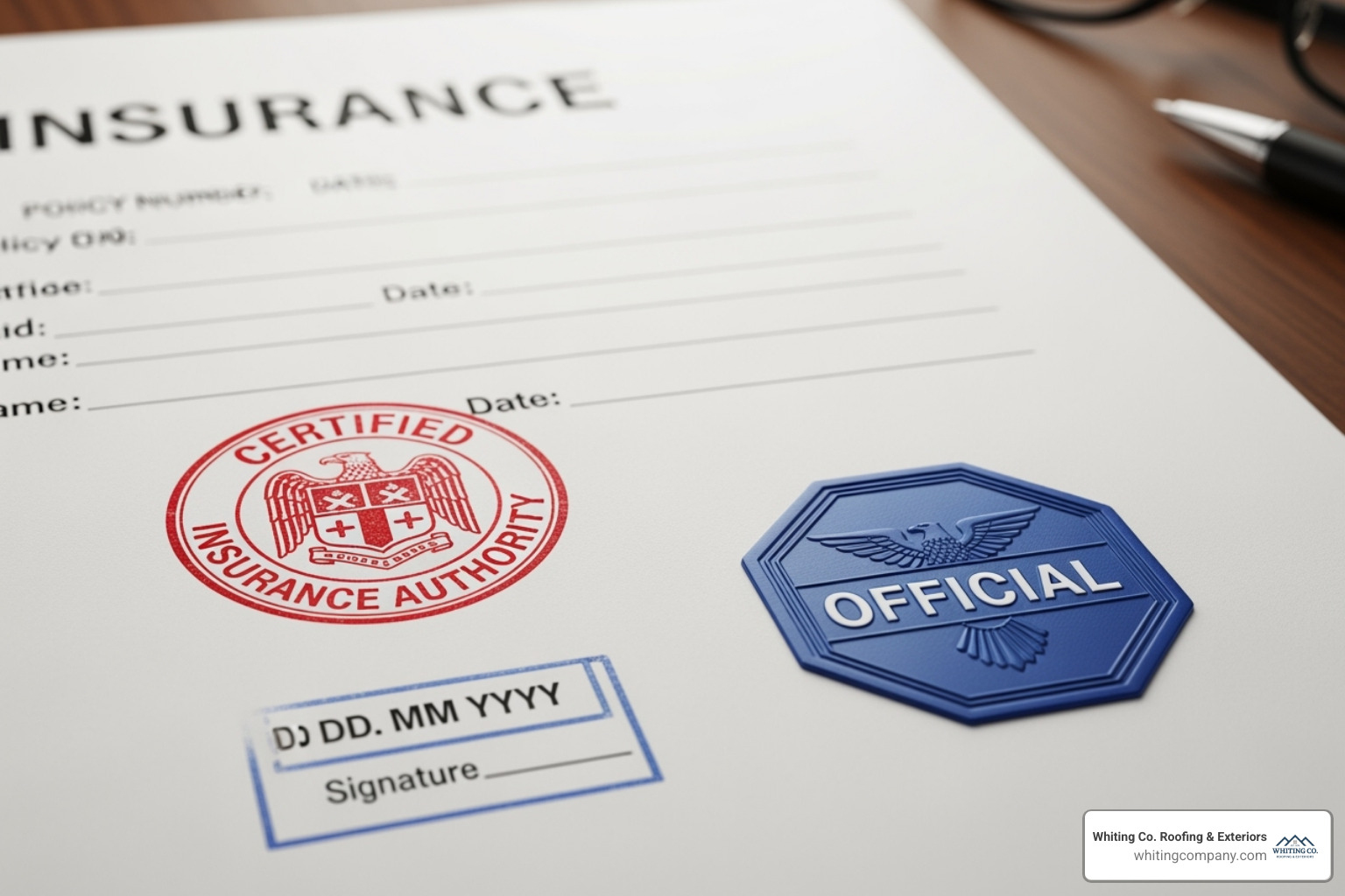 Insurance certificate example - residential roof contractors