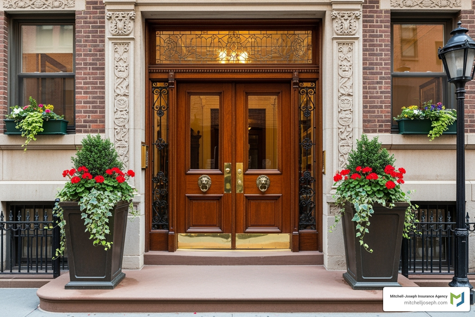 well-maintained building entrance - ny apartment building umbrella insurance program