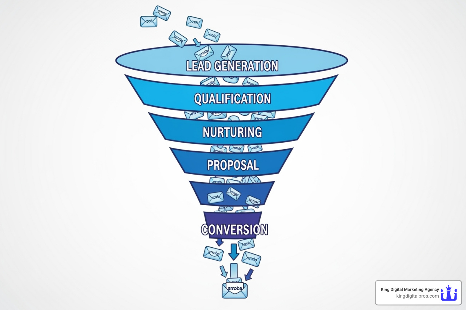 A sales funnel showing email conversions - how to calculate roi for email marketing