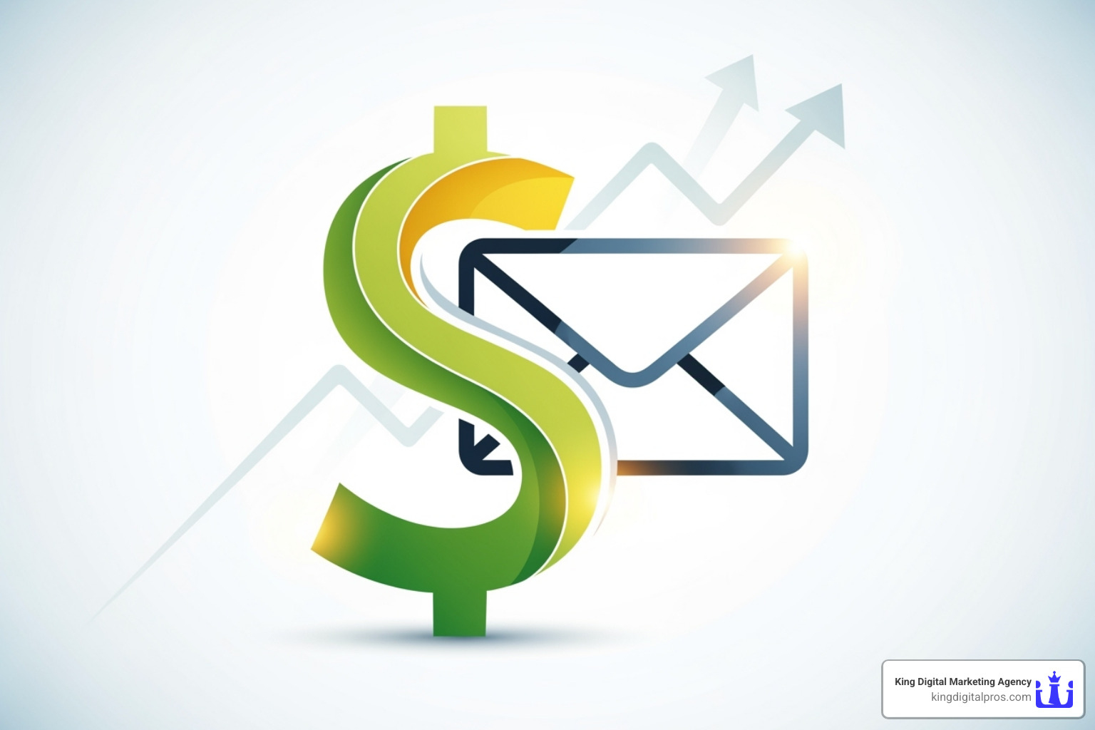 A dollar sign with an email icon, representing profitability - how to calculate roi for email marketing