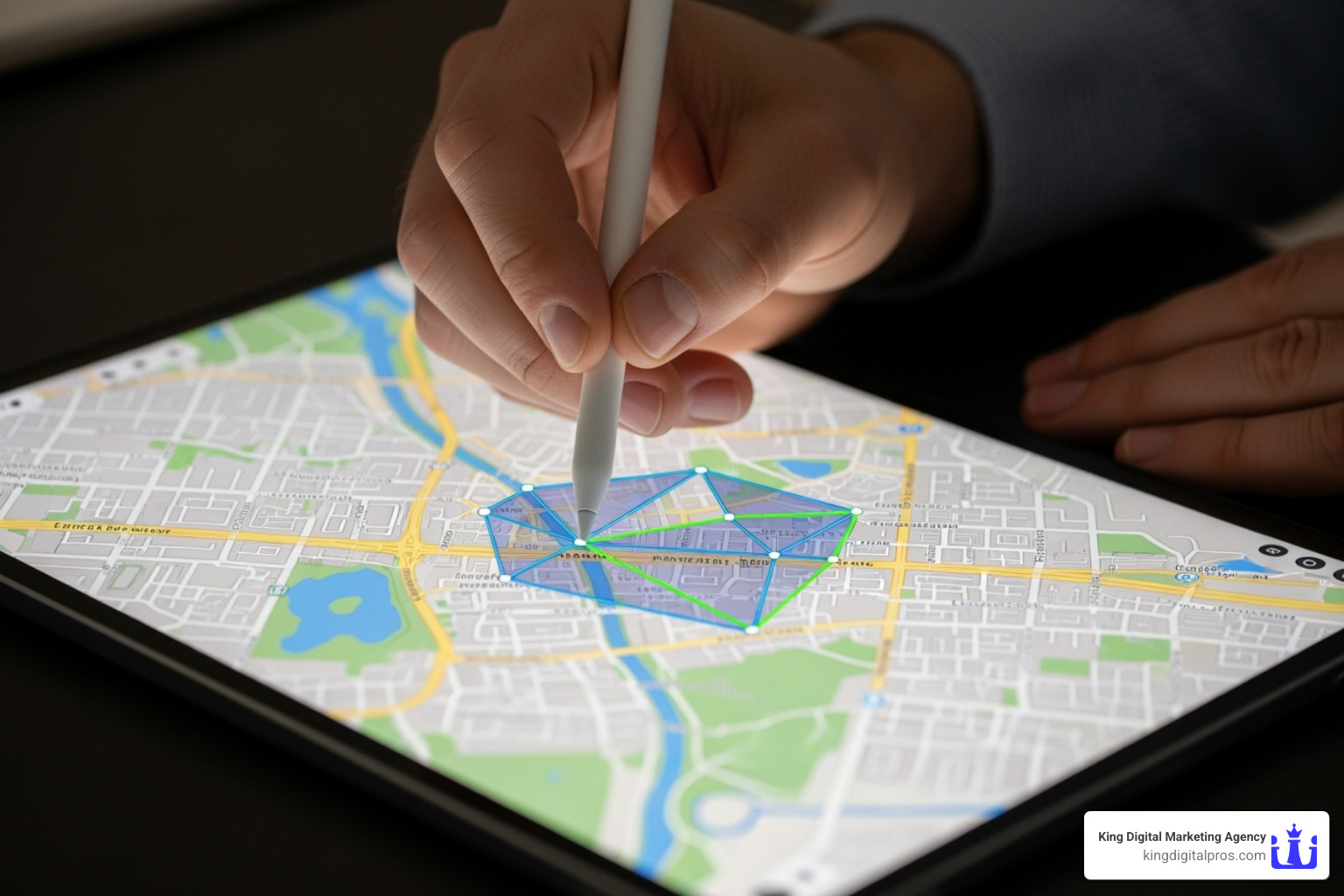 User creating a polygonal geofence on a map - free geofencing marketing software