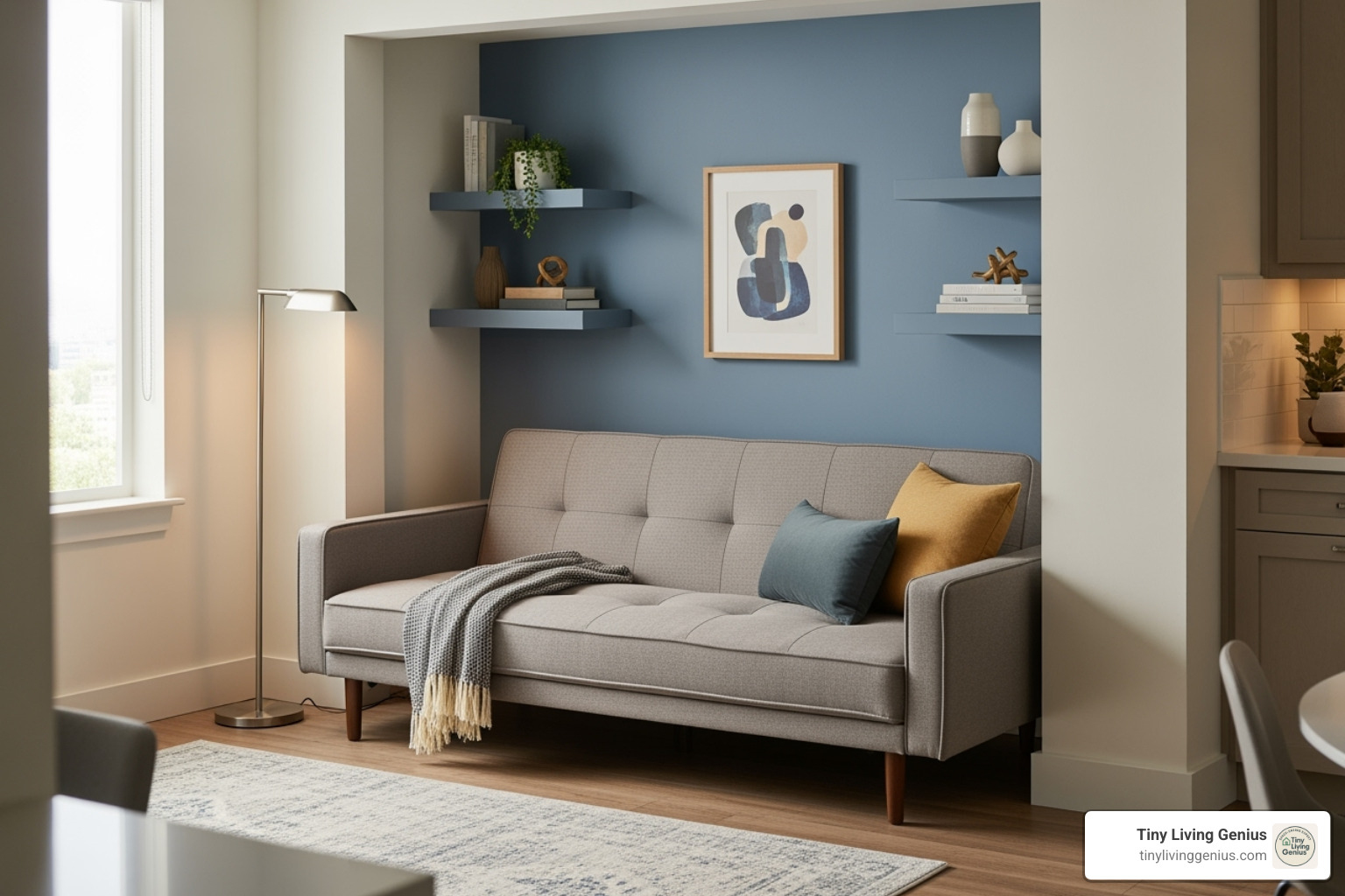 armless futon in a small corner nook - futon compact living