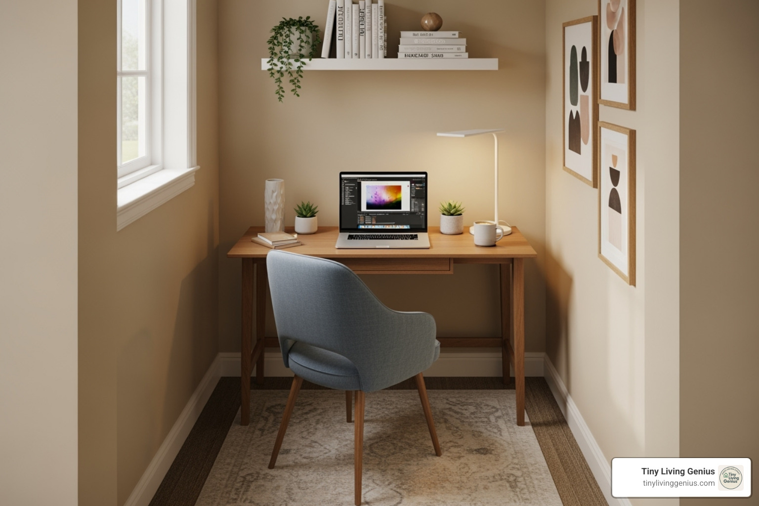 alcove transformed into a cozy home office - alcove studio layout