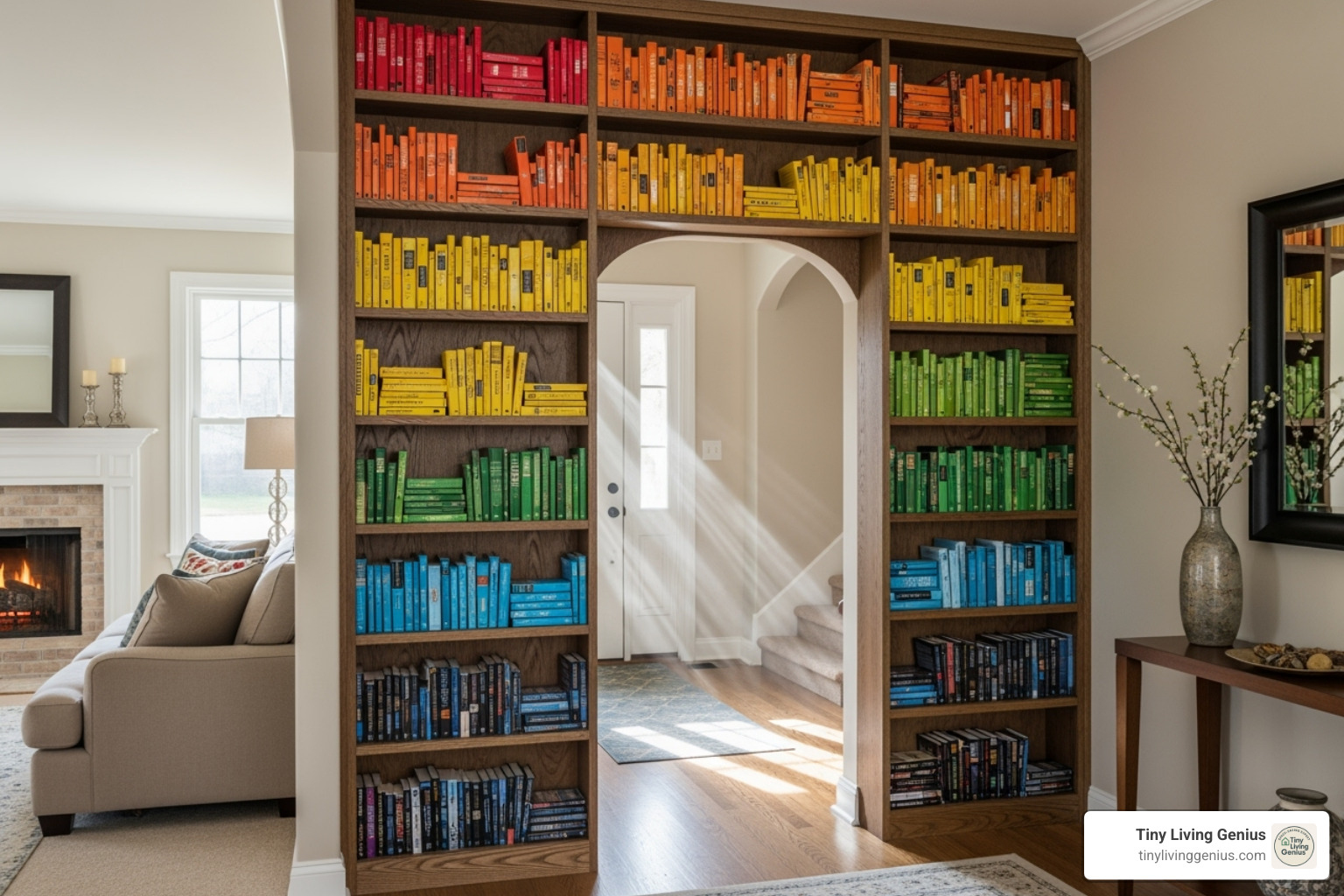 DIY bookshelf wall around a doorway - bookshelf divider ideas