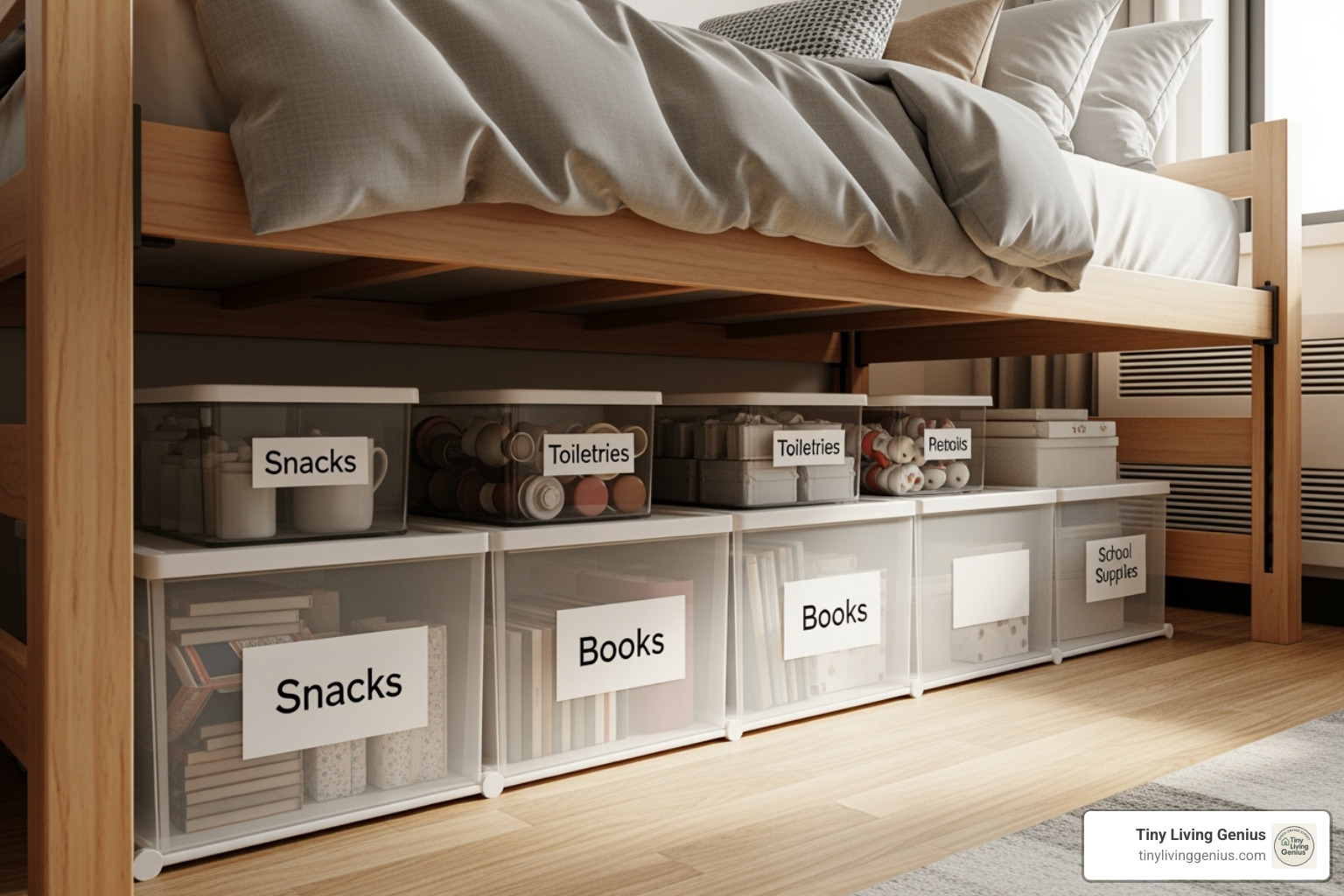 neatly organized bins with labels - under bed dorm storage ideas neatly organized bins with labels - under bed dorm storage ideas
