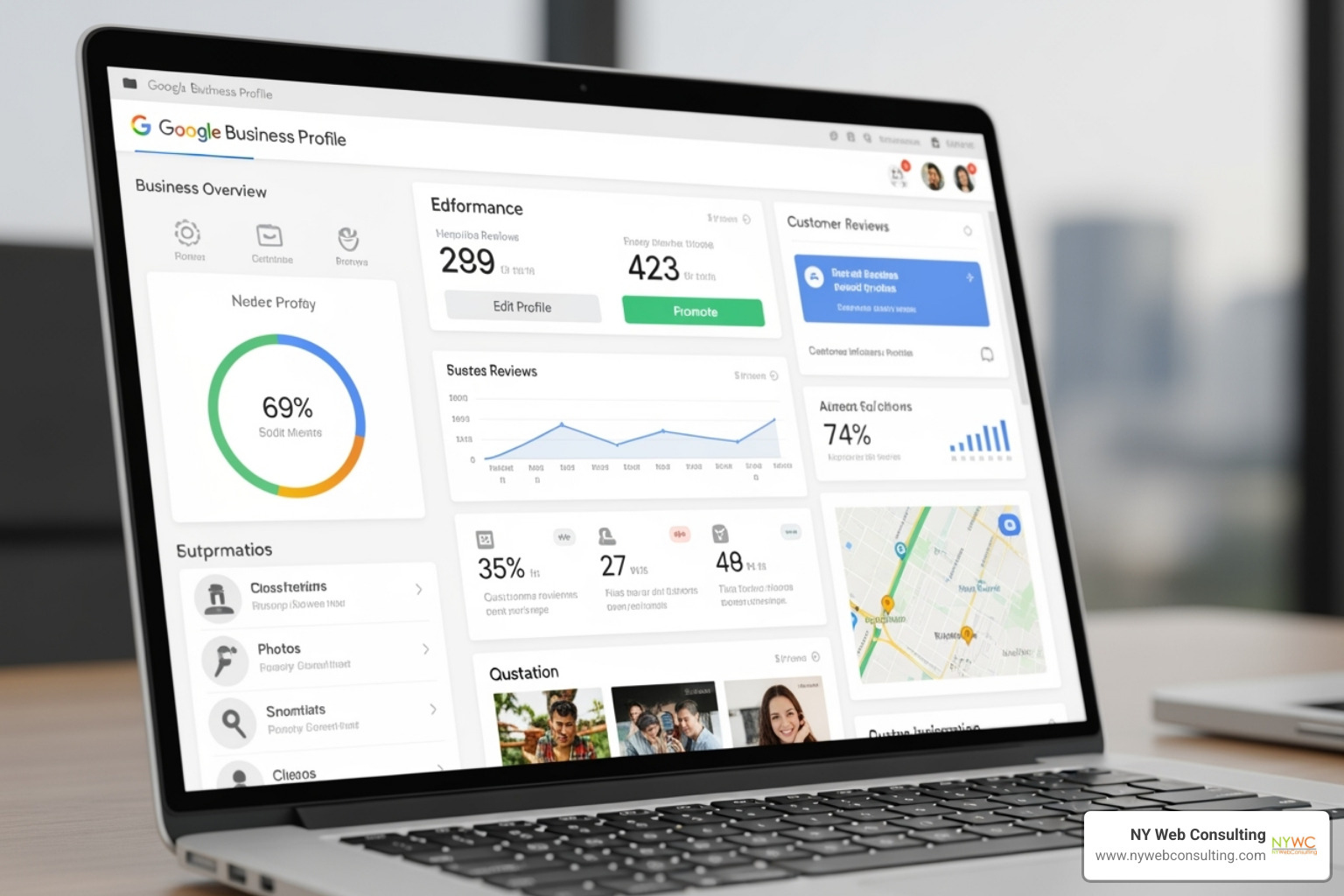 a complete Google Business Profile on a laptop screen - local SEO solutions a complete Google Business Profile on a laptop screen - local SEO solutions